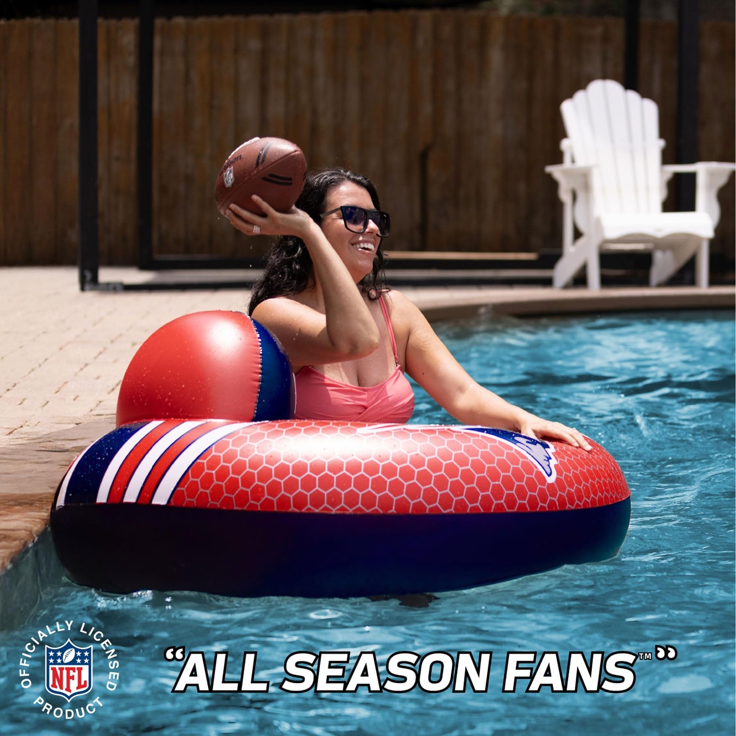 Bigmouth New England Patriots 42 Inflatable Pool Floats Officially Licensed Nfl Fan Gear Merchandise Back Support Inner Tube