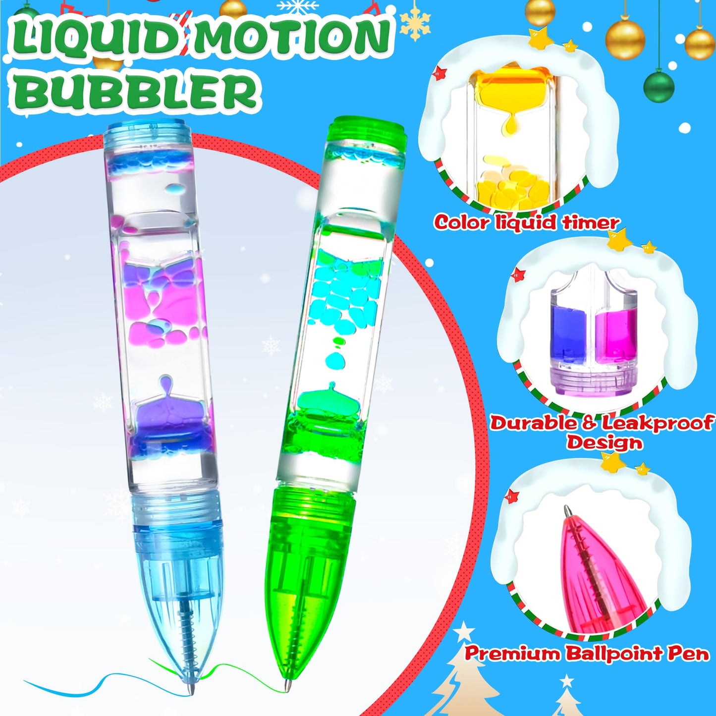 Liquid Pens Christmas Stocking Stuffers For Kids, Fun Cool Pens Travel Essential Toy Autism Adhd Anxiety Calm Down Item Quiet Fi