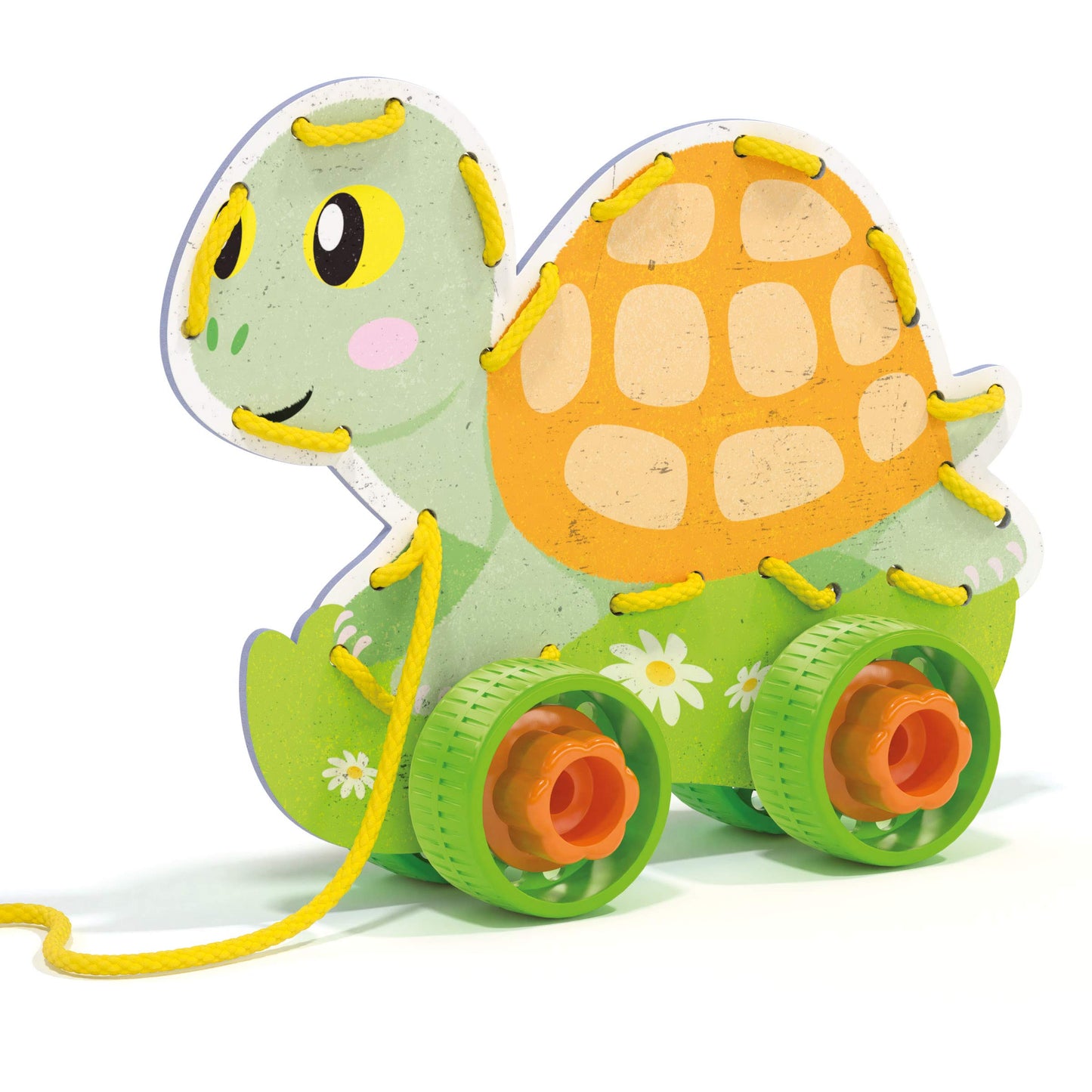 Quercetti Play Montessori Toys Lacing Game - Set Includes 4 Animals With Wheels And Colored Laces - Build, Play And Pull-Along To Promote Early Learning And Motor Skills, For Kids Ages 3-6 Years