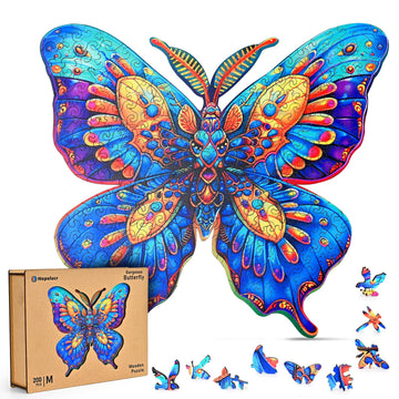 Wooden Puzzles for Adults, 300 Piece Butterfly Wooden Jigsaw Puzzles, Unique Puzzles with Beautiful Wooden Box, Challenging Puzz