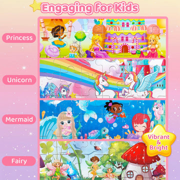 Puzzles For Kids Ages 4-6 - Unicorn Mermaid Princess Fairy Wooden Jigsaw Puzzles For Kids Toddlers Ages 3-5 Preschool Puzzle Bir