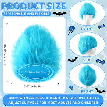 Xunyee 4 Pieces Blue Fuzzy Wig Funky Clown Crazy Hair Wig Character Cosplay Costume Accessories For Kids Teens 100Th Day Of Scho