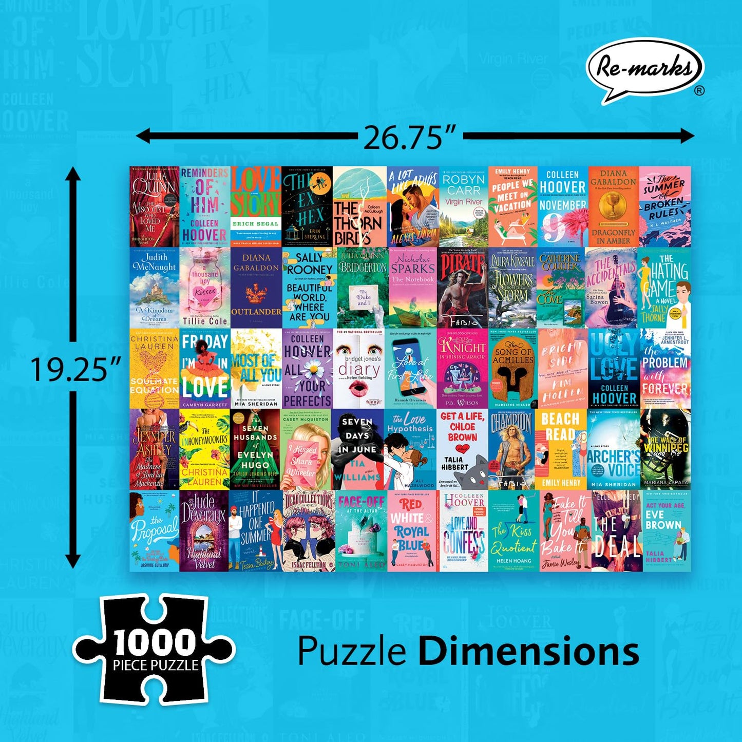Re-Marks Romance Novels Collage Puzzle, 1,000-Piece Literary Jigsaw Puzzle For All Ages