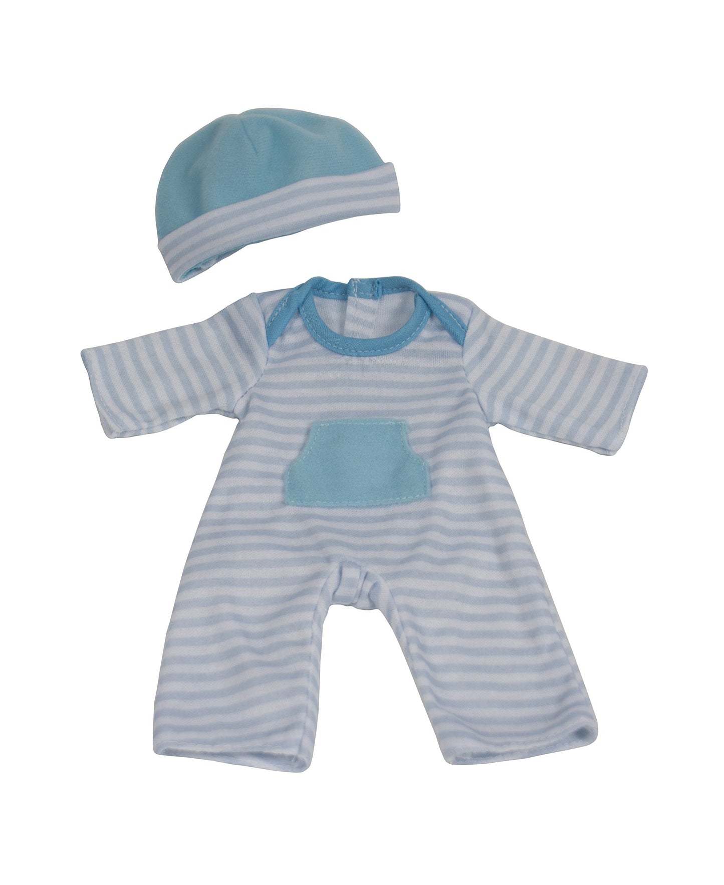 Jc Toys | Berenguer Boutique | La Baby Doll Outfit | 2 Piece Blue Striped Onesie|Washable| Ages 2+ | Fits Dolls 14'- 18'