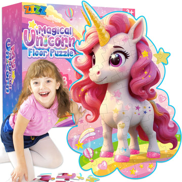 Zizz Unicorn Floor Puzzles For Kids Ages 3-5, 4-8 Years Old - Giant 48 Pieces Jigsaw Puzzles For Kids Ages 4-6 - Unicorn Toys Fo