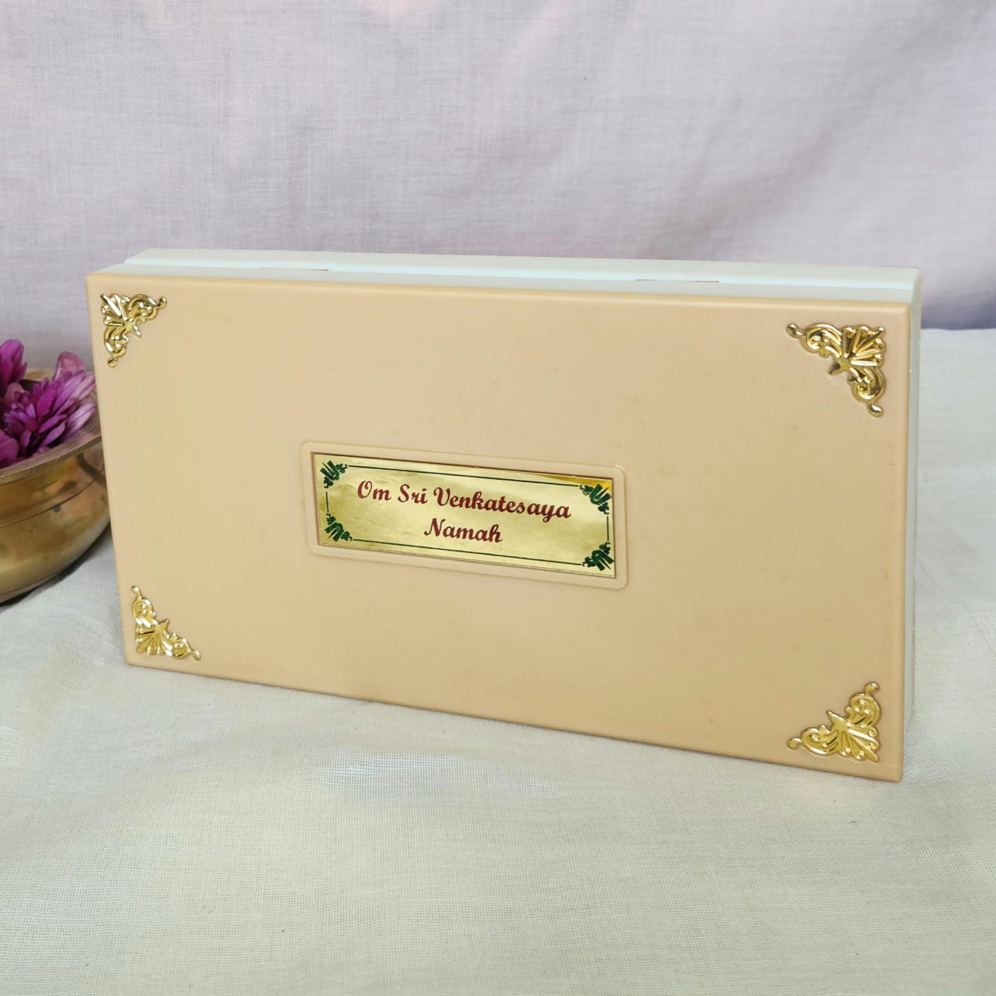 ARNAVIRA Tirupati Balaji Gold Plated Photo Frame with Charan Paduka Pocket Temple for House Warming Gifts Return Gift Diwali Gif