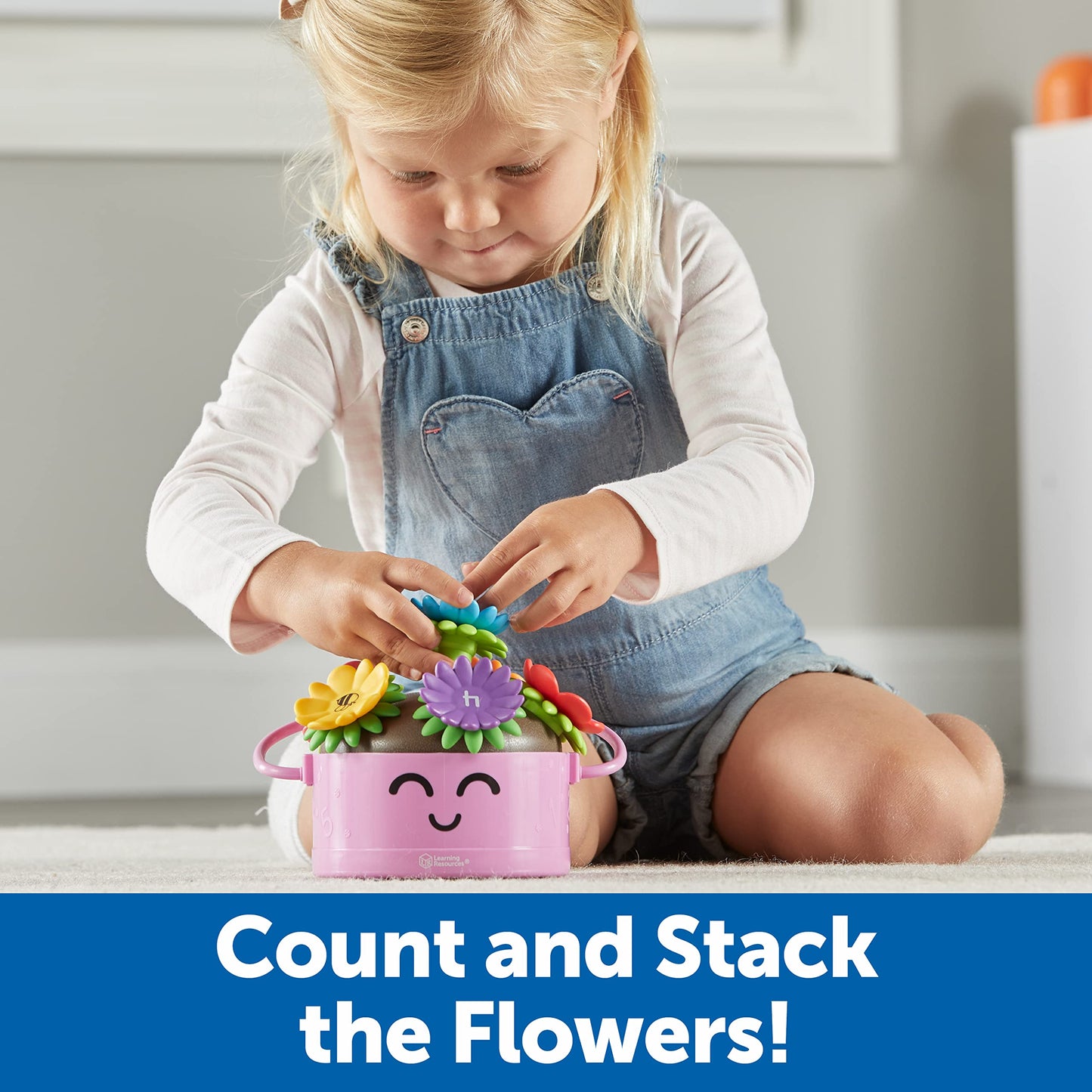 Learning Resources Poppy The Count & Stack Flower Pot - 15 Pieces, Fine Motor Skills Toys For Toddlers, Preschool Toys, Ages 18+