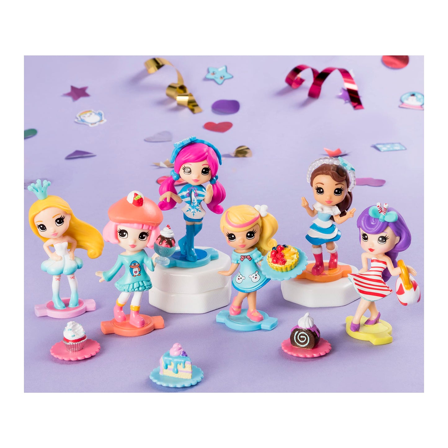 Party Popteenies - Party Pack - 6 Surprise Popper Bundle With Confetti, Collectible Mini Dolls And Accessories, For Ages 4 And U