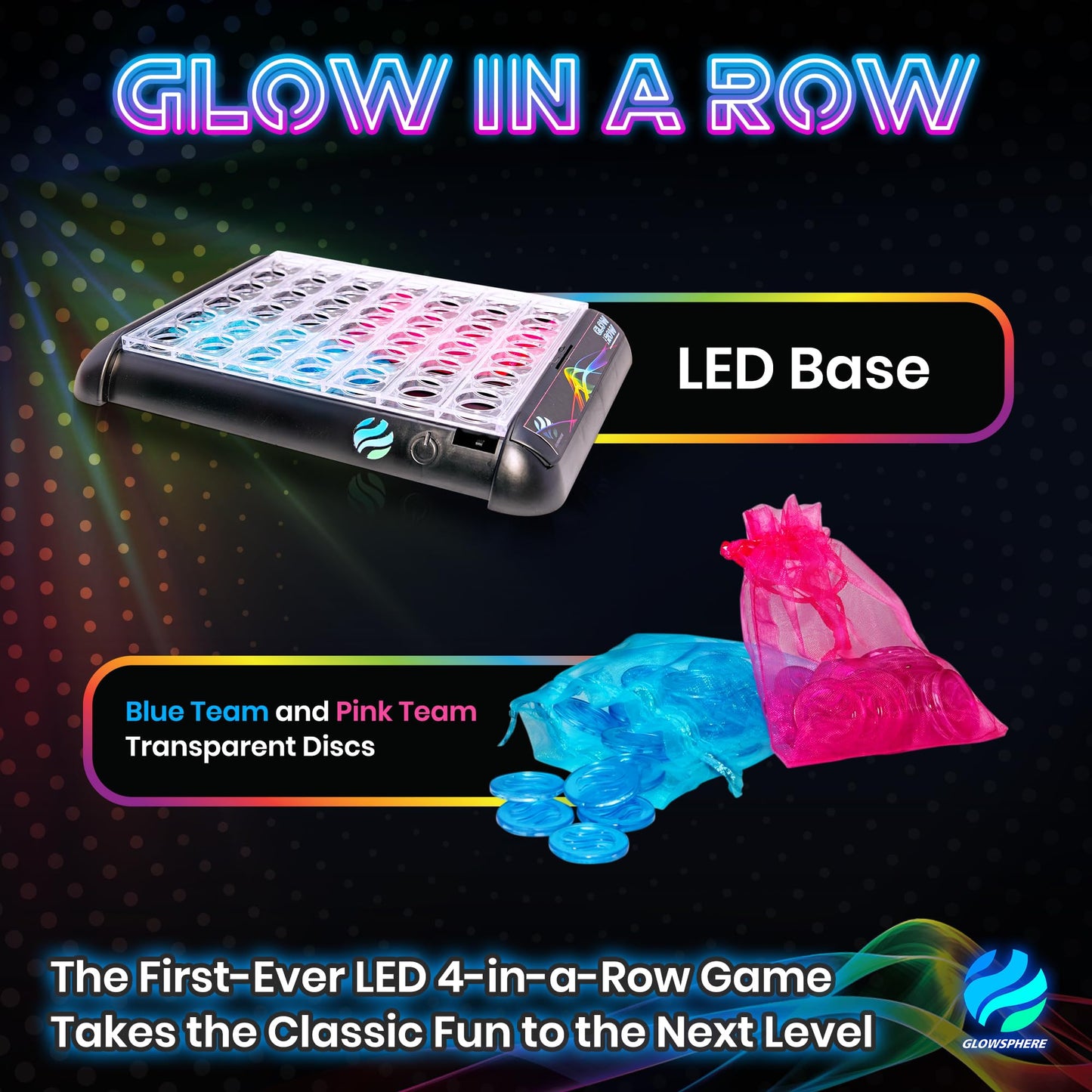 Glow In A Row Light-Up 4 In A Row Board Game, Strategy Games For Kids Ages 6 And Above, 2 Player Game, Perfect For Kids And Adul