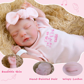 EKOKIZ Reborn Baby Dolls 18-Inch Soft Skin Realistic Baby Dolls Cloth Body Sleeping Girl Baby Dolls That Look Real Newborn Baby