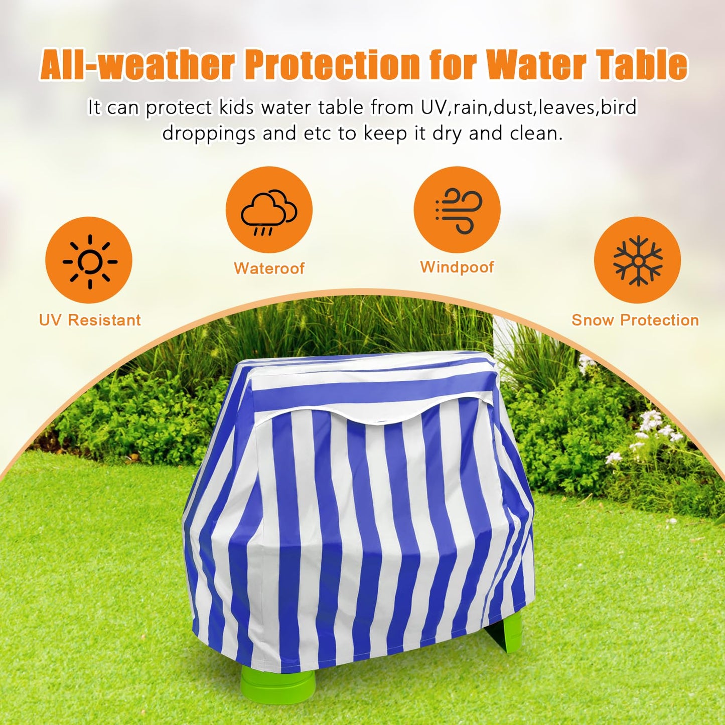 Kids Water Table Cover for Step 2 Rain Showers Splash Pond Water Table, Outdoor Waterproof Anti-UV Kids Water Play Table Cover (