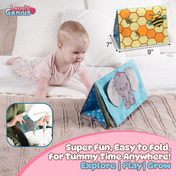 Premium Baby Tummy Time Mirror With Crinkle Books For Babies, Baby Teether Toys, Baby Books 0-6 Months, Tummy Time Toys Developm