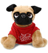 Dollibu I Love You Valentine Plush Pug Dog - Cute Soft Cuddly Stuffed Animal With Red Heart Shirt For Valentines Day, Birthday P