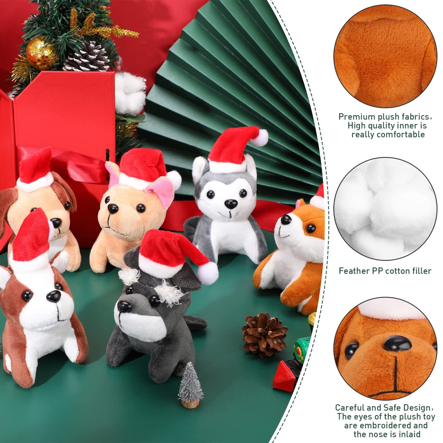 8 Pieces Plush Pets 5 Inch Stuffed Animals Bulk Assorted Cute Stuffed Pet Animal Plush Toys Small Plush Animals For Kids Halloween School Classroom Animal Themed Party Supplies Decors (Santa Style)