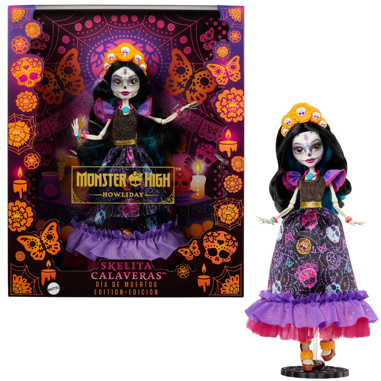 Monster High Doll, Skelita Calaveras Dia De Muertos Collectible With Traditional Sugar Skull & Marigold Details