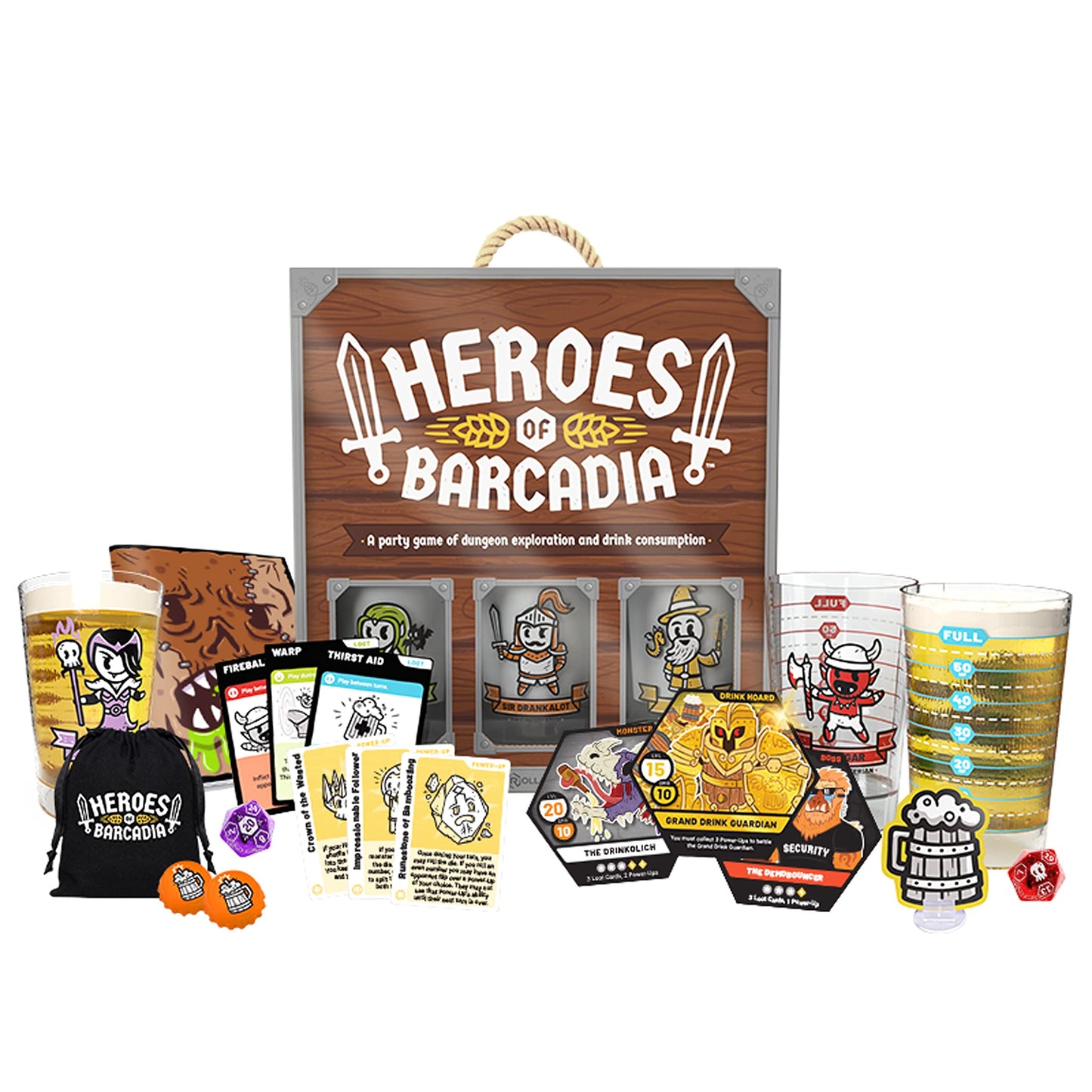 Heroes of BARCADIA Board Game of Dungeon Exploration and Drink Consumption | The First Ever Liquid Life Battle Damage System Board Games for Adults | Finally DND Gameplay with DND Dice and Drinks!-New