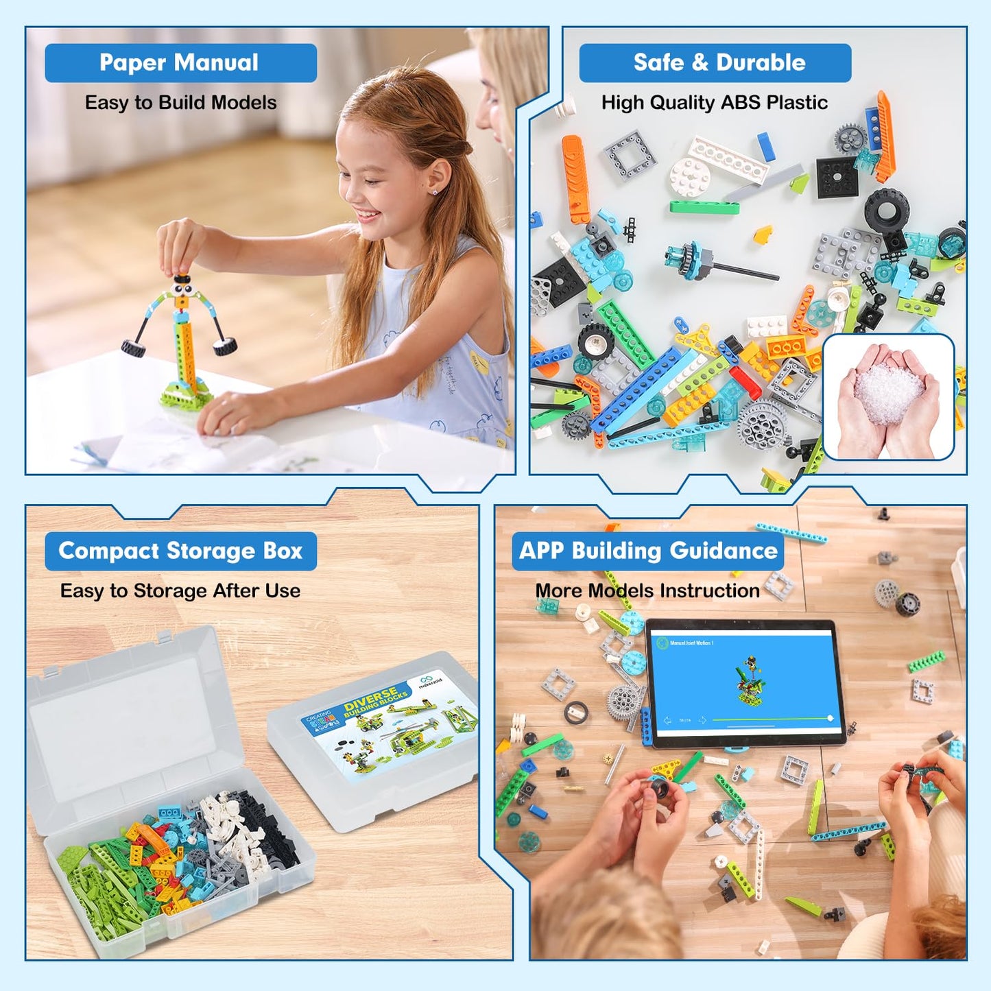 Makerzoid Building Robot Kit, 370+ Educational Diy Building Blocks, 100+ Models Stem Robot Toy For Kids Ages 6+, Birthday Christ