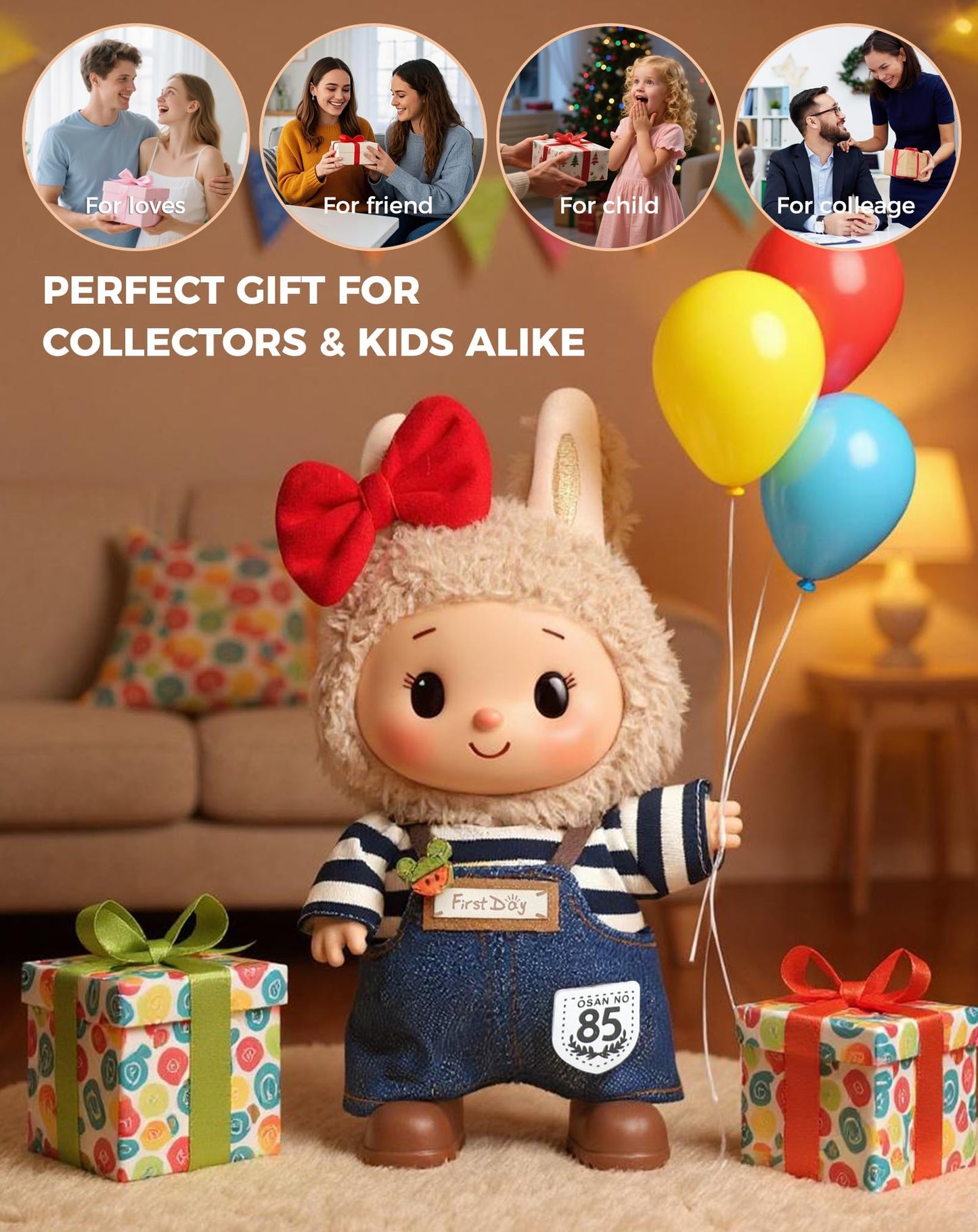 WASAFV Clothes for Labubu Outfits Clothes for Labubu Clothes Set Fit 6.69''/17cm Doll Clothes Designer enhanced Outfit with Accessories Red Bow&Denim (NO Doll)