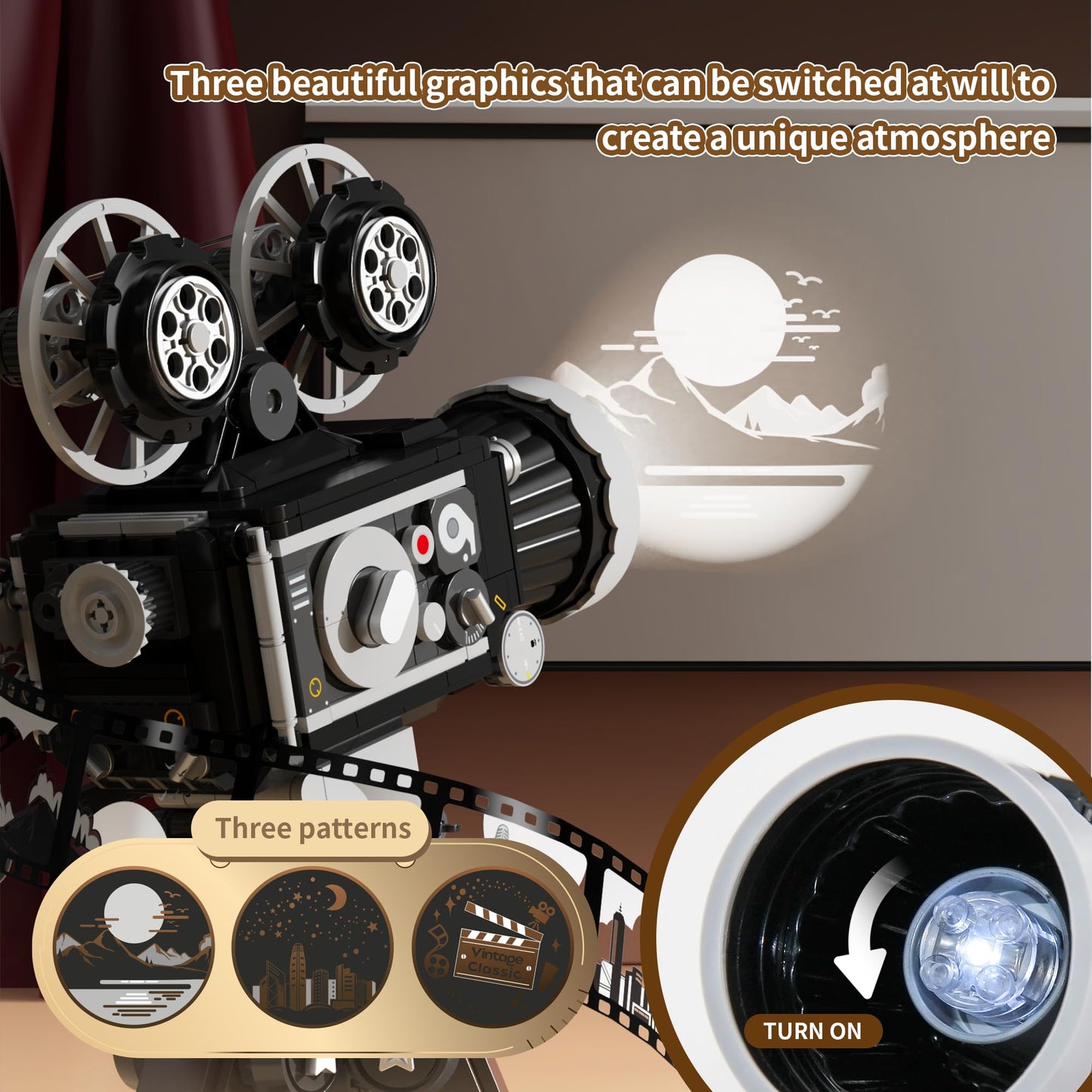 Akwme 3 In 1 Retro Camera Building Set For Adults,Ideas Movie Art Camera Collectible Display Mode, Multiplane Camera Building To