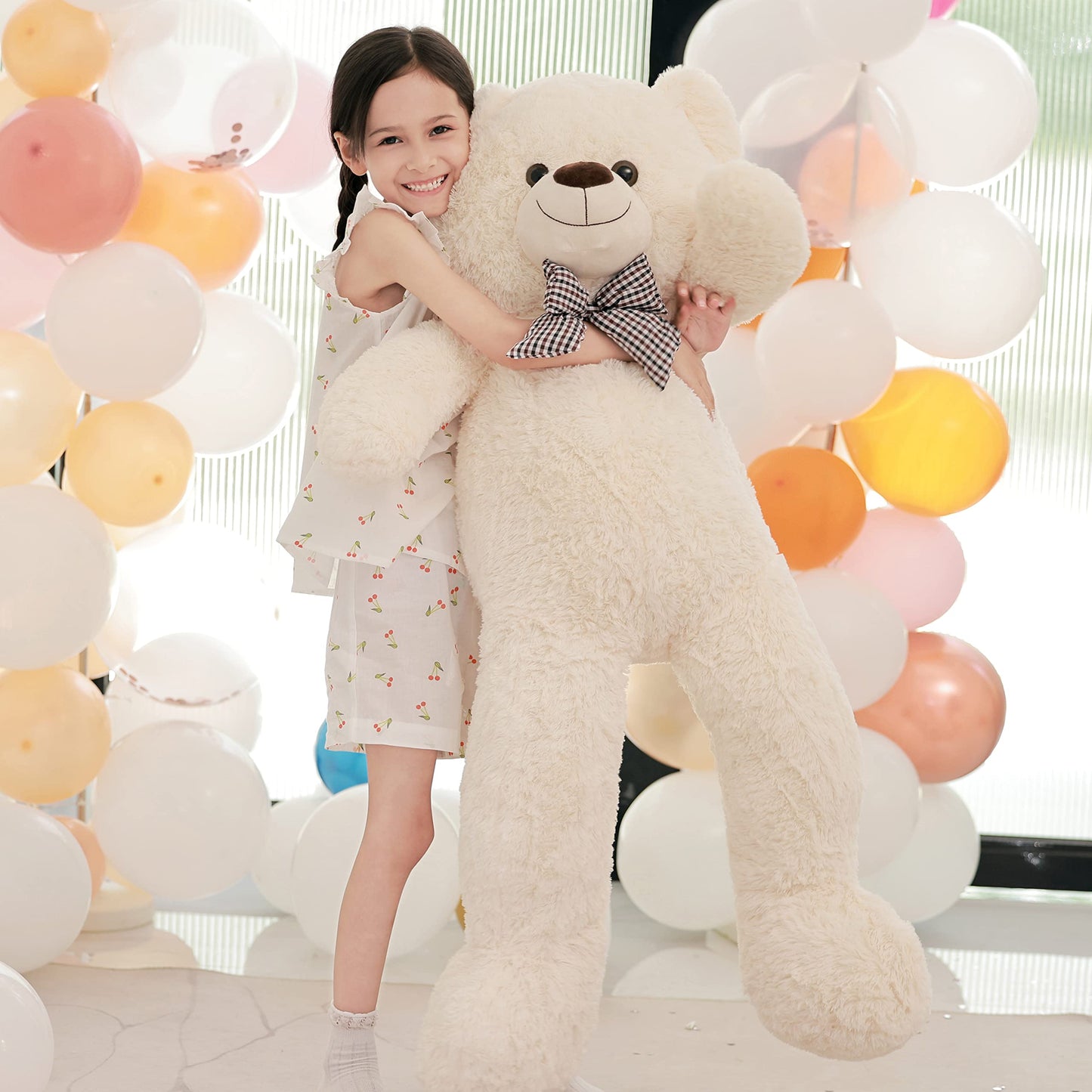 Poutmac Big Teddy Bear 4Ft Giant White Soft Stuffed Animals Cute Plush Toy For Girlfriend Women Kids For Valentine'S Christmas B