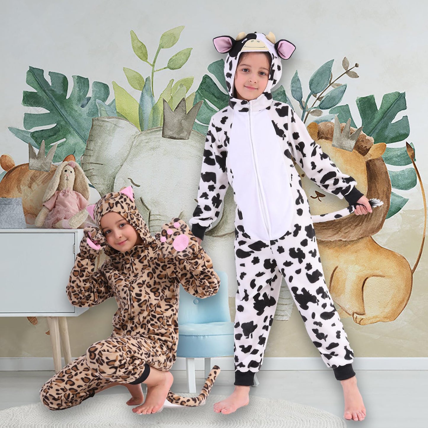 Wizland Kids Cow Costume Cow Onesie For Kids Animal Costume One Piece Cow Costume Unisex Kids Animal Outfit 12-14