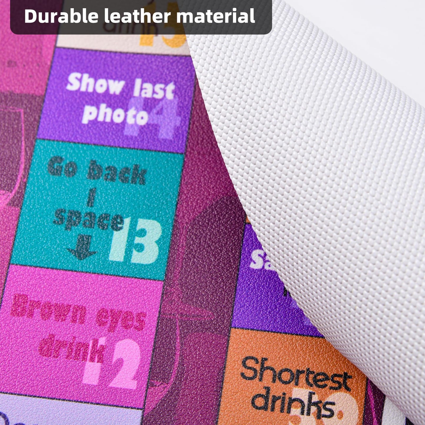 NETANICO Drinking Games Leather Mat Drinking Board Game for mature-themeds Interactive Girls Night Drinking Games Bachelorette Party Games Age 21+ 2-8 Players