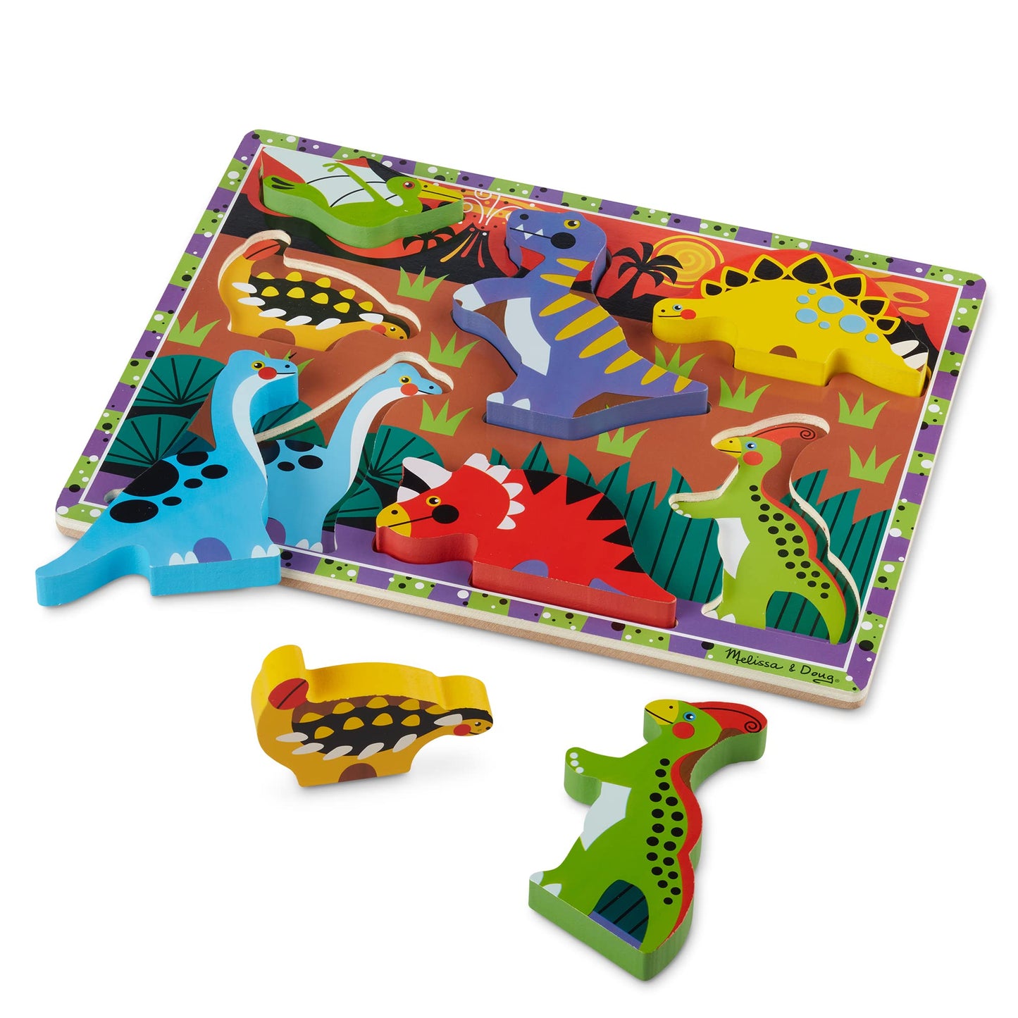 Melissa & Doug Dinosaur Wooden Chunky Puzzle (7 Pcs)