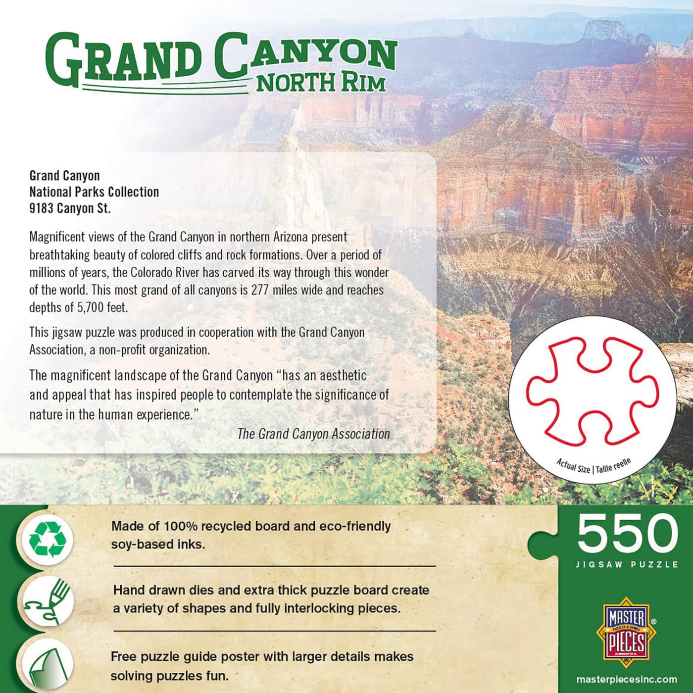 Masterpieces 550 Piece Jigsaw Puzzle For Adults, Family, Or Youth - Grand Canyon North Rim - 18''X24''