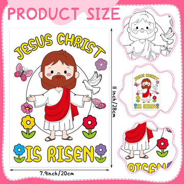 Zhanmai 30 Pcs Easter Color Your Own Funny Religious Posters DIY He Lives Easter Crafts Bulk Coloring Religious Cross Butterfly