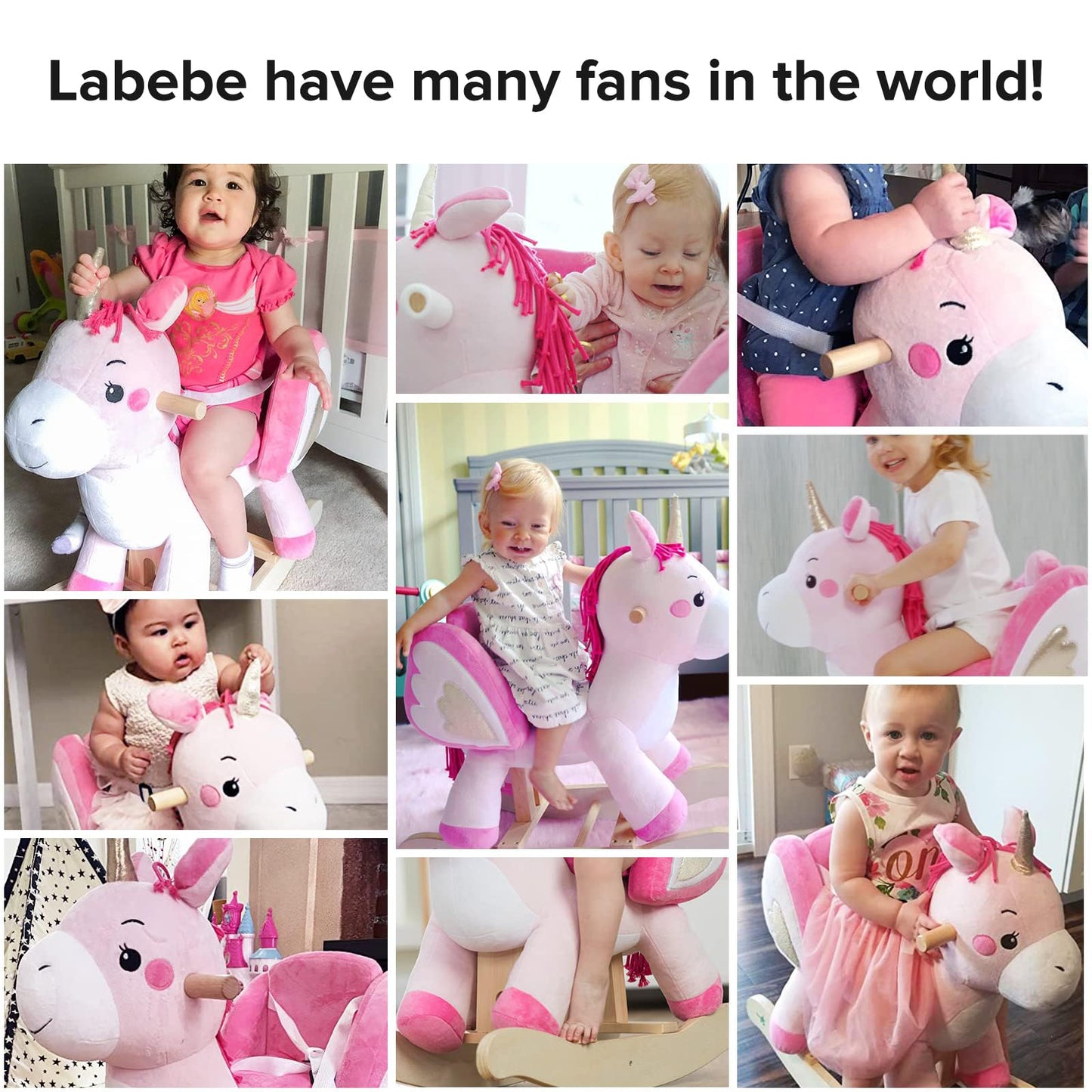 Labebe - Baby Rocking Horse, Ride Unicorn, Kid Ride On Toy For 6 Month-3 Year Old, Infant (Boy Girl) Plush Animal Rocker, Toddler/Child Stuffed Ride Toy (Pink)
