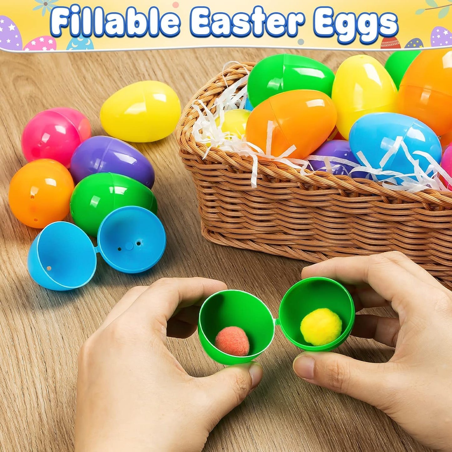 Jumlys 1500 Pcs 2.4'' Plastic Easter Eggs, Empty Fillable Colorful Easter Eggs With Hinge, Perfect For Easter Hunt, Basket Stuff