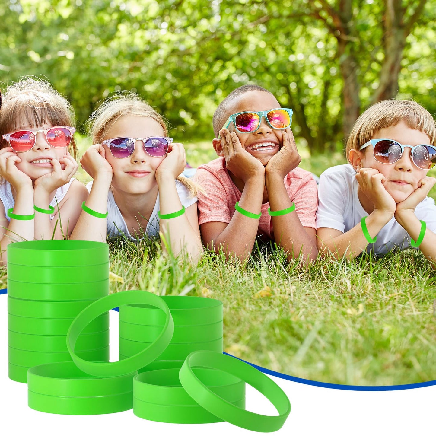 Bouiexye 60 Pieces Rubber Bracelets Green Sports Band Unisex For Sports Teams Party Games Fashion Decorations