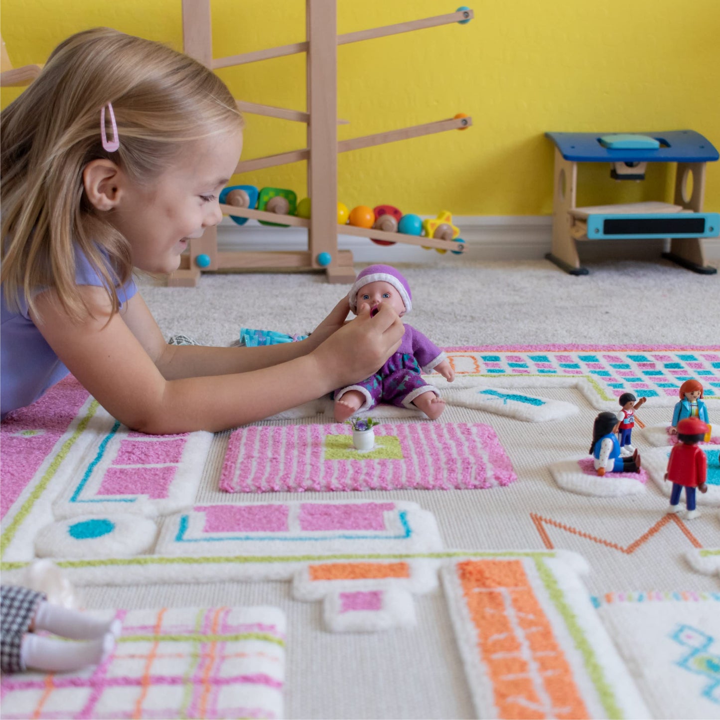 IVI 3D Play Carpet Pink Playhouse Educational Soft Floor Rug Mat for Bedroom, Kids Den, or Playroom, Medium 39x59 inches