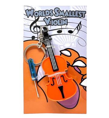 MunnyGrubbers - Original World's Smallest Violin Toy Keychain With Playable Sad Music - Tiny Mini Violin Keychain with Sound (WSV-V1-125P)