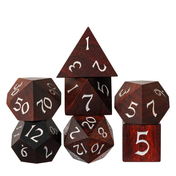HDdais Wood DND Dice Set, Red Sandalwood Dice Natural Polyhedral Dice Set D&D with Metal Tin Box for MTG Dungeons and Dragons Ro