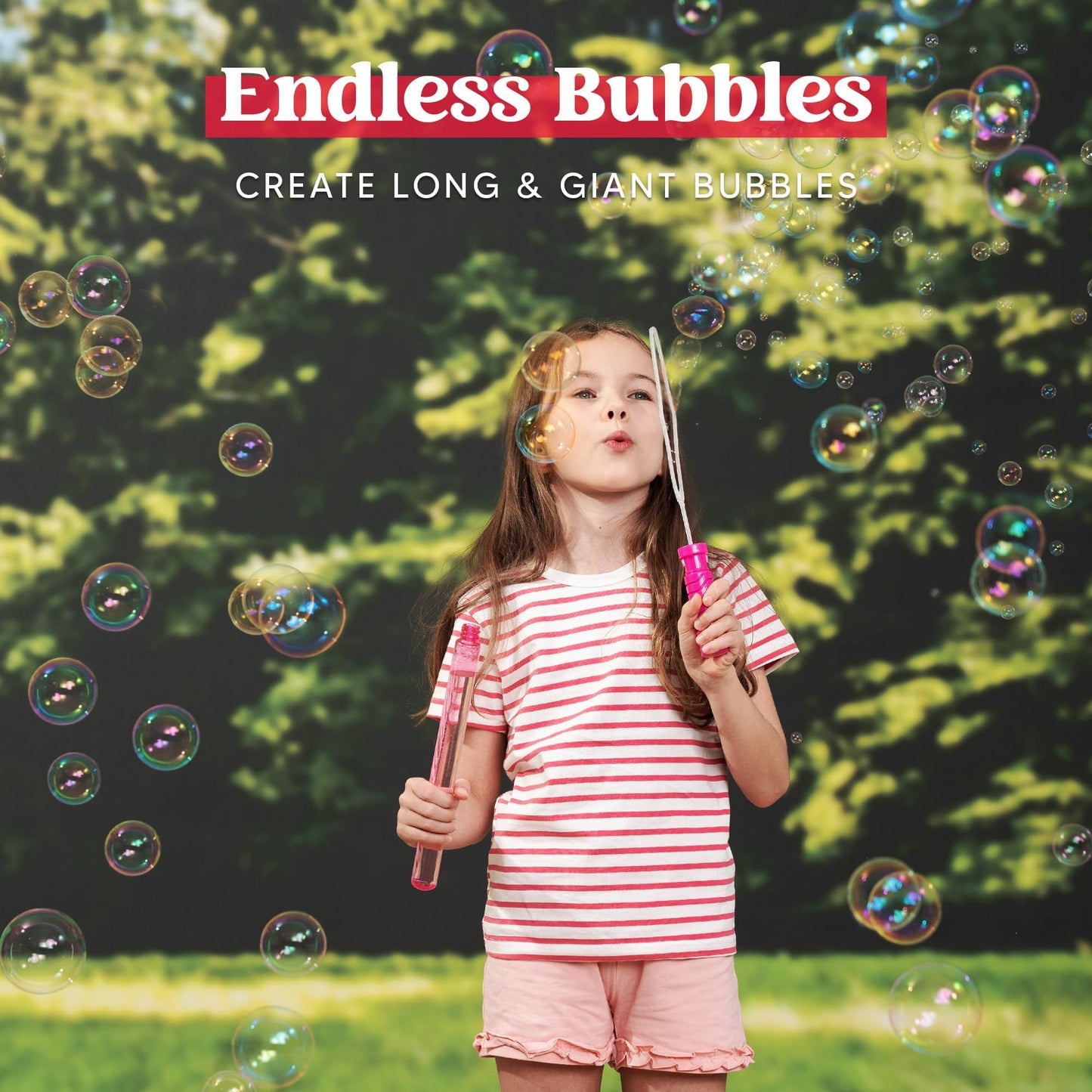 JOYIN Big Bubble Wands for Kids - 1 Dozen Multicolor Plastic Bubble Wands with Refill Solution - Perfect for Parties, Easter, Birthdays
