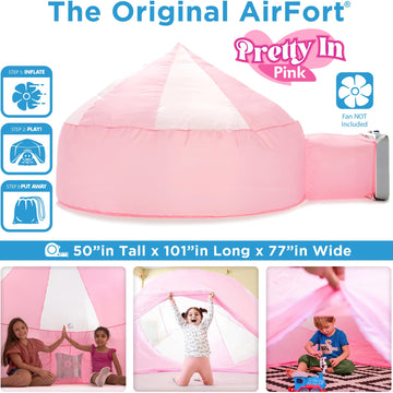 The Original Patented Airfort - Build A Fort In 30 Seconds, Inflatable Fort For Kids, Play Tent For 3-12 Years, A Playhouse Where Imagination Runs Wild, Fan Not Included (Pretty In Pink)