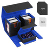 TiMOVO MTG Deck Box Commander Deck Case Fits 200+ Double-Sleeved Cards Magnetic Leather Card Storage Box with 2 Commander Display & 4Dividers & Dice Tray Fit YuGiOh TCG CCG Magic Cards Black+Blue