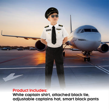 Morph Pilot Kids Airplane Costume - Boys Pilot Uniform Halloween Costume 3-4
