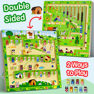 2 In 1 Magnetic Color And Number Maze Magnet Alphabet Counting Dog Puzzle Double Sided Board Fine Motor Skills Montessori Educat