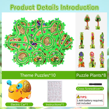 10Pcs Puzzle Racer Kids Car Track Set for Toddlers Boys, Race Tracks for Kids Ages 3-8, Puzzle Track Car Play Set, Educational P