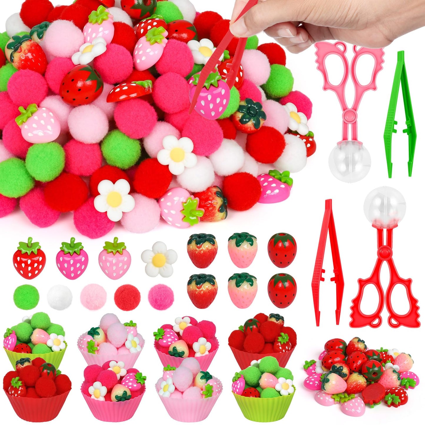 Oaxntgw 143 Pcs Strawberry Sensory Bin Items Spring Counting Sorting Sensory Bin Filler Fine Motor Strawberry Counts For Sorting