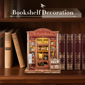 Fsolis Book Nook Kit DIY Miniature Scene Kit for mature-themeds and Beginners 3D Wood Puzzles Tiny House Room Kit Mini Craft Bookshelf Decor Gifts for Women Teenagers Book Lovers (The Drama Bookshop)