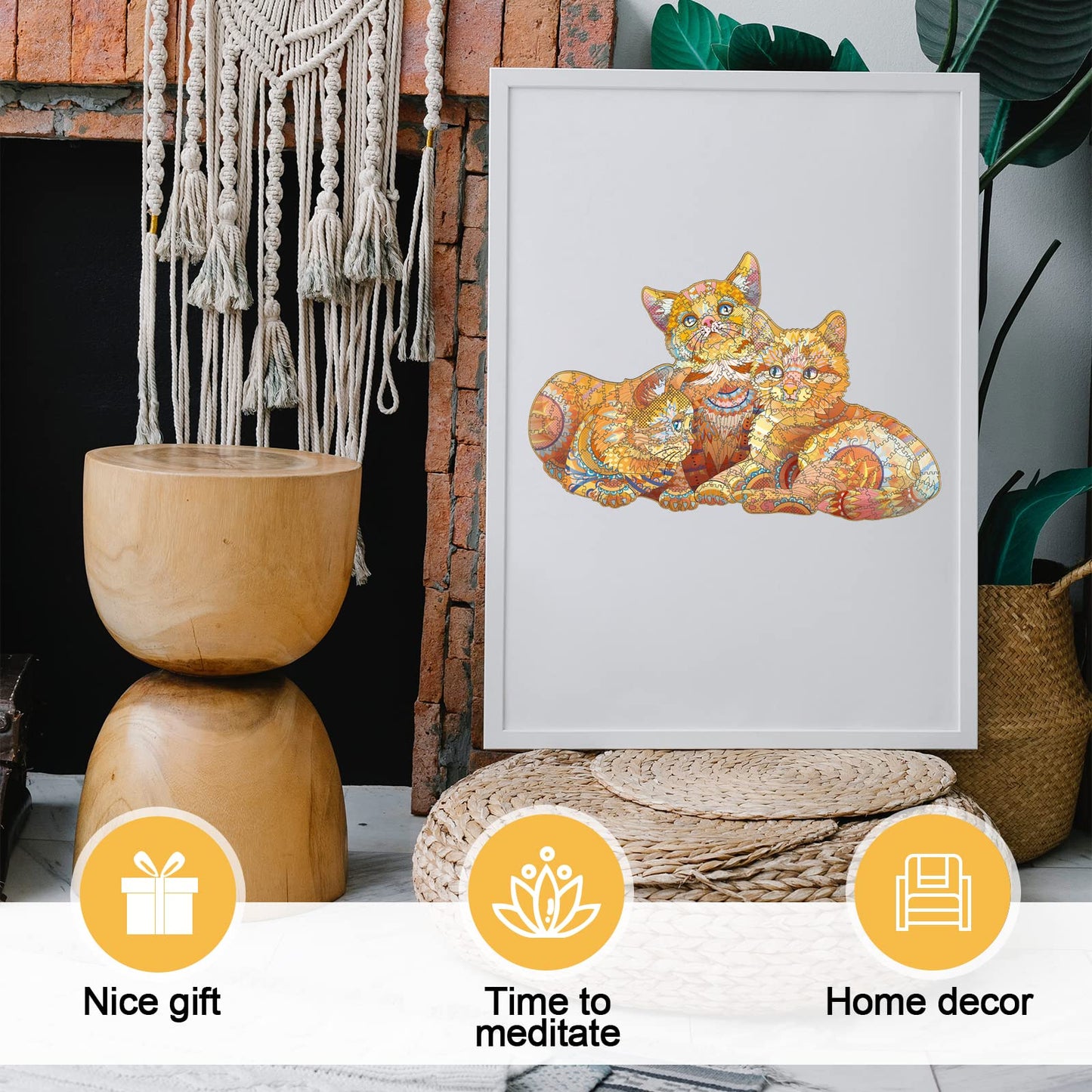 Nktdwo Jigsaw Puzzles, Orange Cat Wooden Puzzles For Adults And Kids, 300 Pcs Brain Teaser Puzzles Gift For Birthday Holiday Val