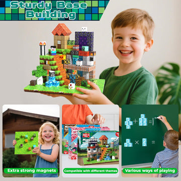 200PCS Magnetic Building Blocks with 6 Baseplate Magnetic Blocks Cubes for Kids Ages 4-8 Stacking Magnet Blocks STEM Building Toys for Boys Girls Ages 3 4 5 6 7 8-12 Birthday Gifts