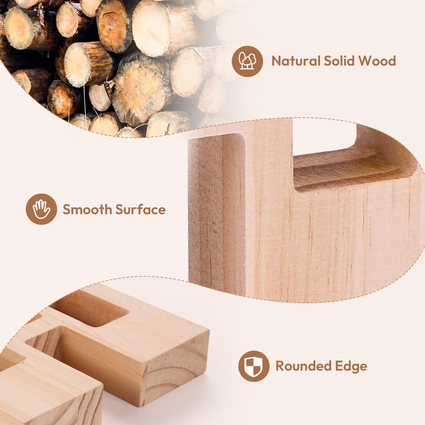 Woodtoe Wooden Building Blocks Set For Kids, 24 Pcs Rainbow Gem Cubes Stacking Blocks - 2 Wood House, Montessori Stacking Toy Fo