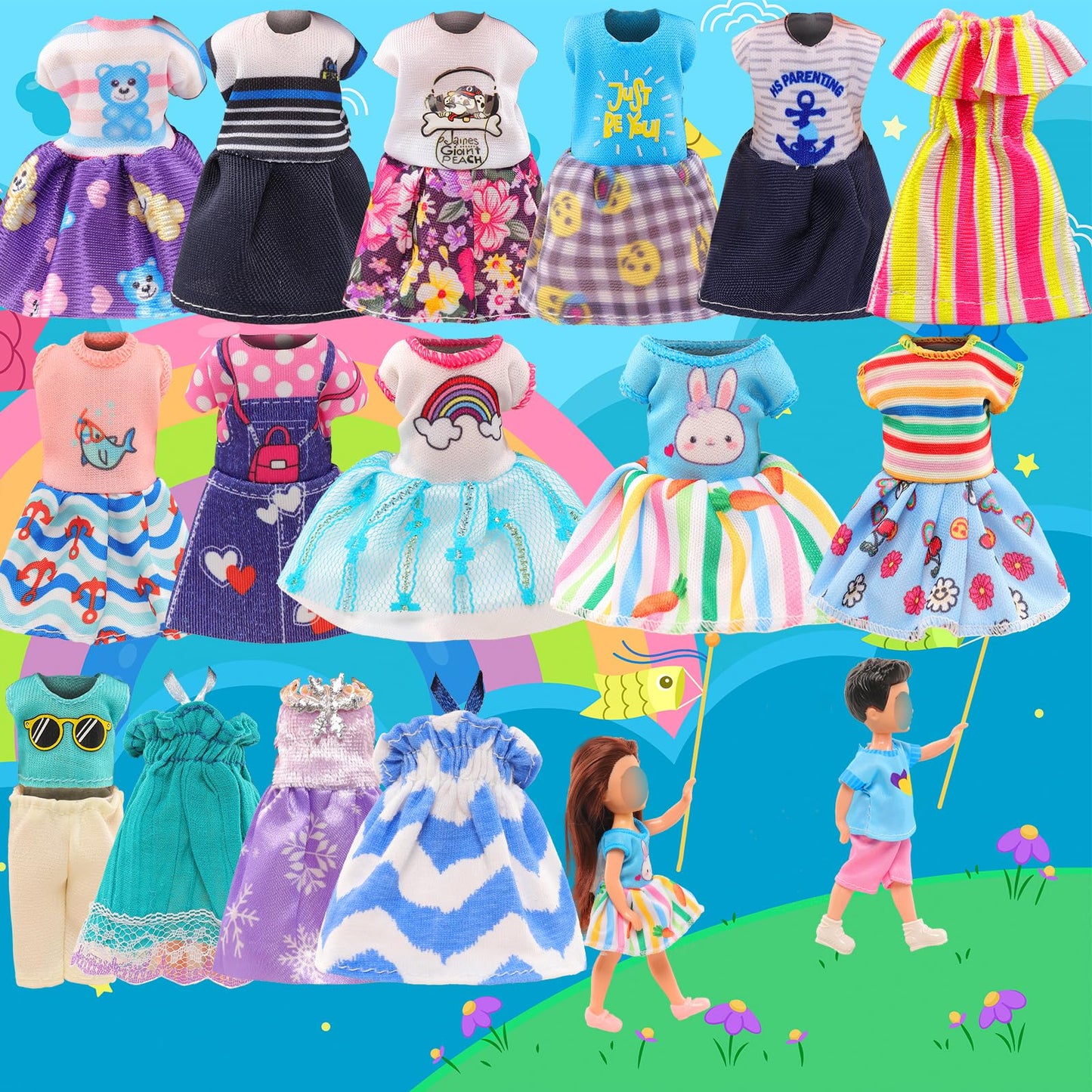 Miunana 12 Pcs 5.3 Inch Girl Doll Clothes Dress Outfits And Shoes For Chelsea Girl Doll Clothing With 2 Pairs Of Shoes For 4-6 Inch Chelsea Girl Dolls Clothes And Accessories Doll Top And Pants