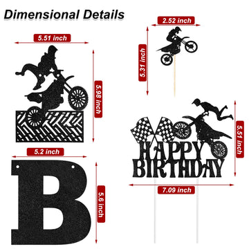 Zonon 20 Pieces Dirt Bike Birthday Decoration Dirt Bike Party Supplies Banner Cake Cupcake Topper For Motocross Themed Birthday Party Man Or Boy Riding Room Wall Decoration (Classic Style)