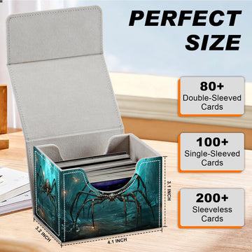 Card Game Storage Box TCG Deck Box MTG Card Box Organizer Trading Card Case Commander Deck Box TCG Card Storage Box Magnetic Closure Creative Pattern Up to 200 Cards A Giant Spider Glowing Cave