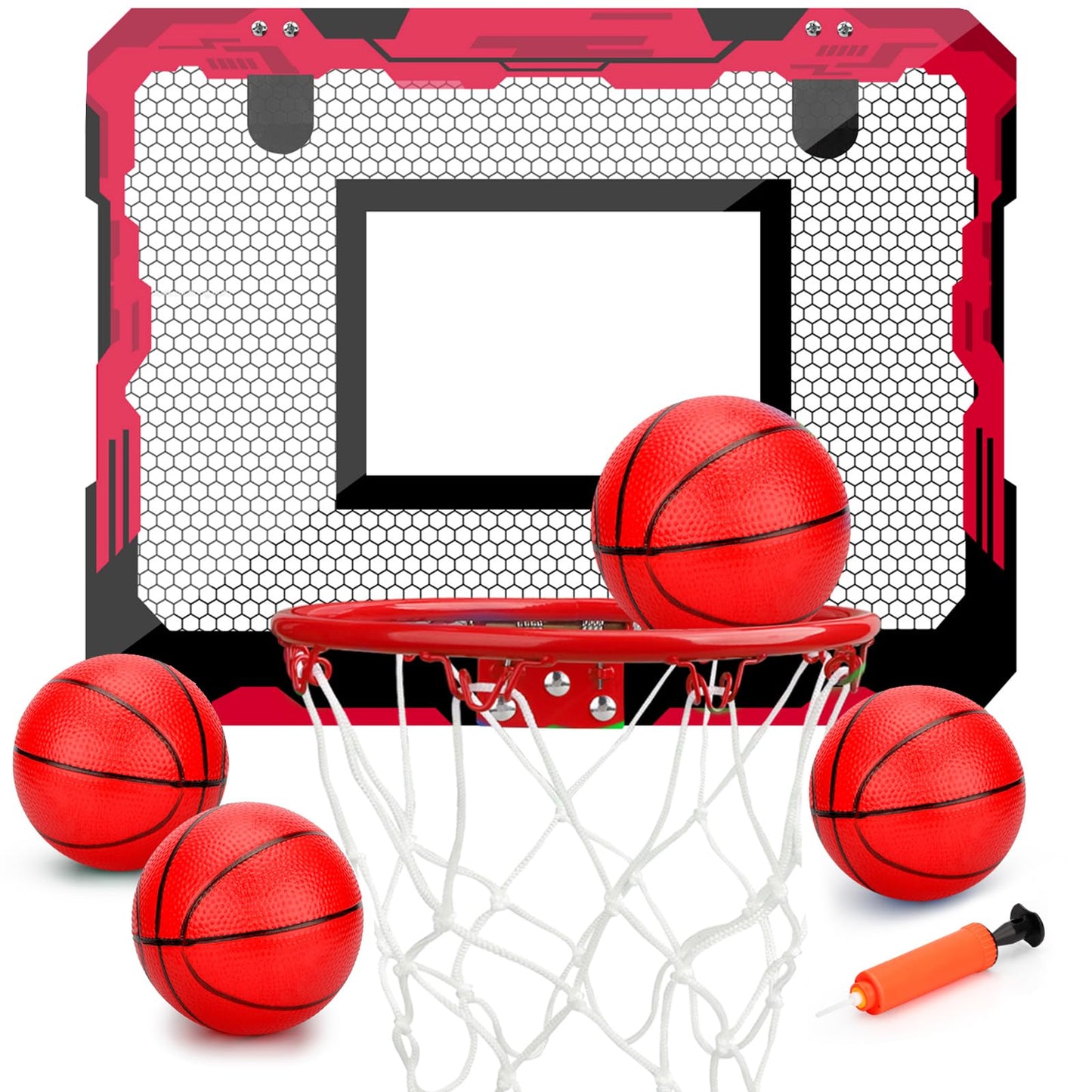Indoor Over Door Mini Basketball Hoop Set For Kids Adults, Upgrade Wall Mount Basketball Hoop For Wall With Large Dunk Rim, Room